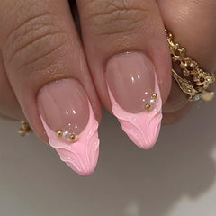GCSQW nails with 3D flower designs and glossy finish