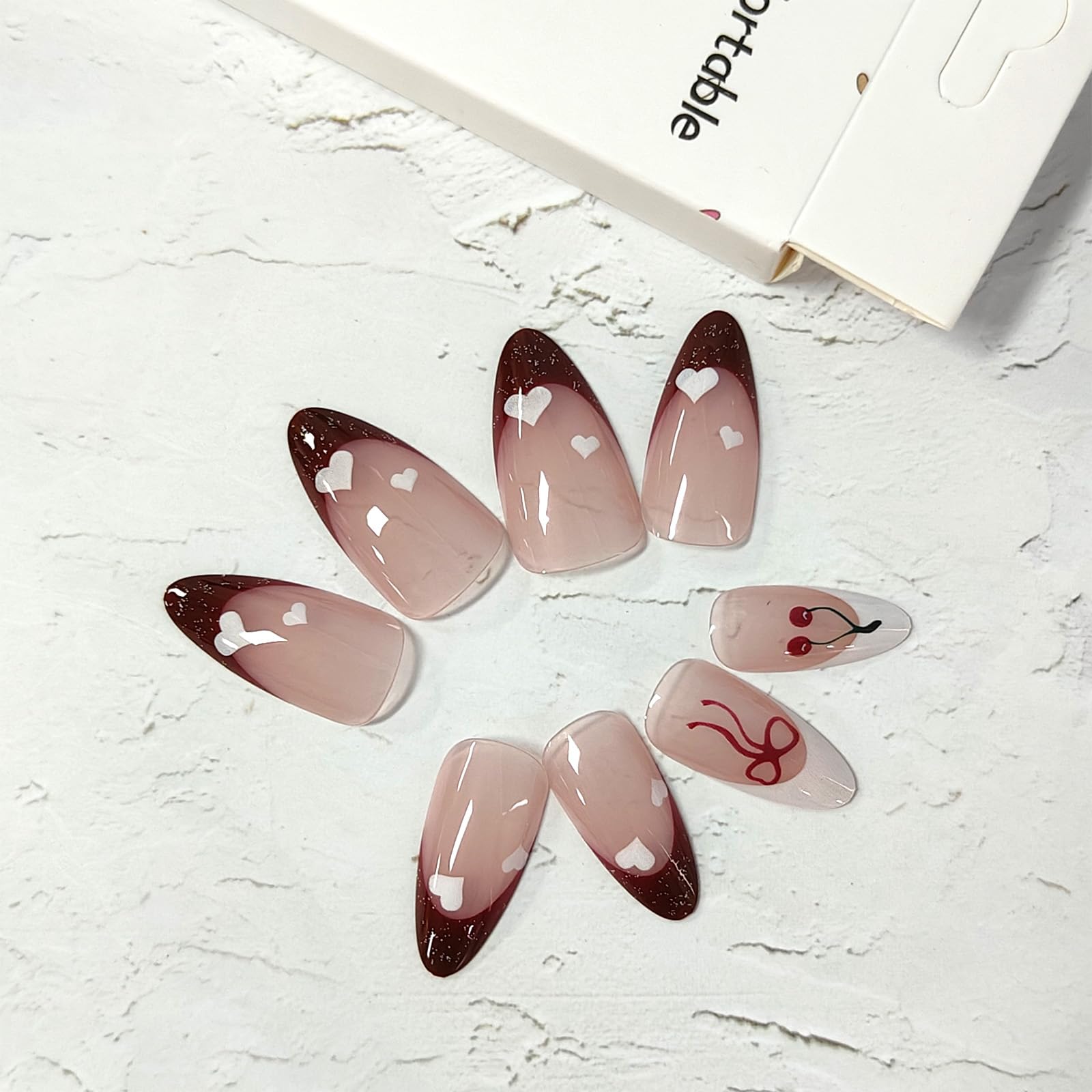 GCSQW Valentines heart design nails add romantic flair for date night.