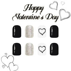 GCSQW Valentines nails with silver glitter add subtle sparkle to celebrations.
