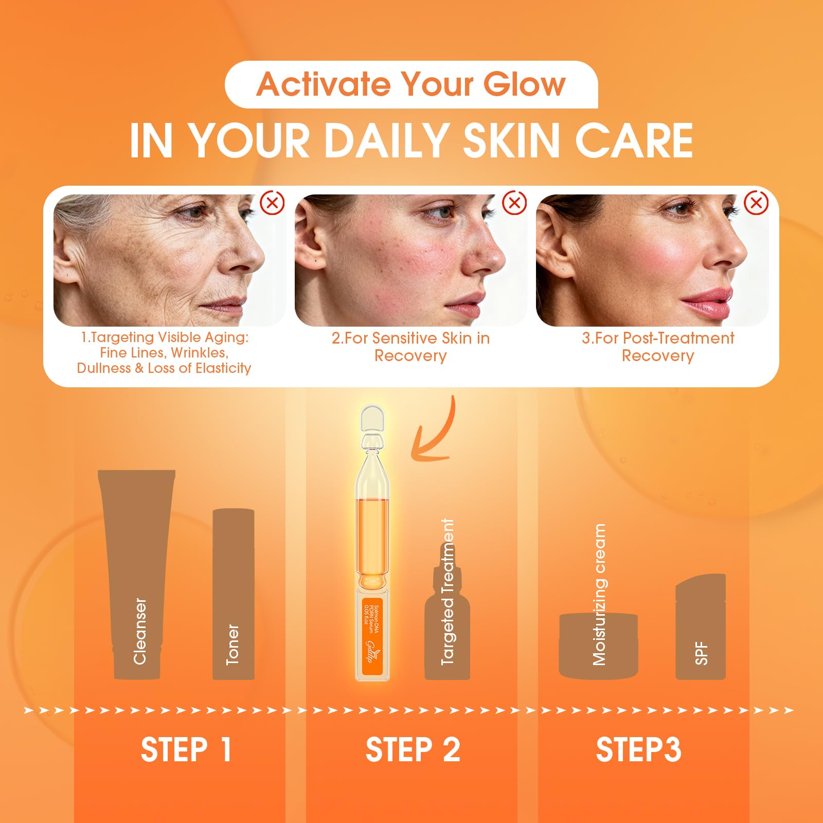 GDTLTP Salmon DNA Serum depicting a radiant complexion