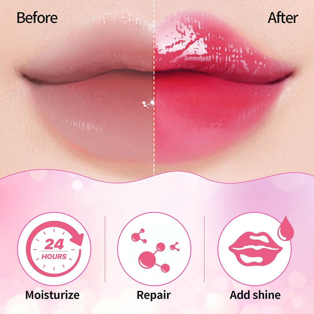 GECOMO Lip Glow Oil Raspberry applicator demonstrating easy lip care.