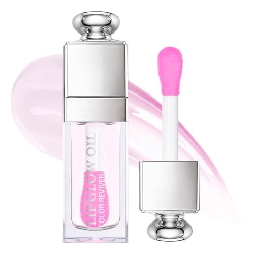 GECOMO plumping lip oil gloss bottle shows a clear-to-pink hydration finish.