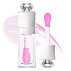 GECOMO plumping lip oil gloss bottle shows a clear-to-pink hydration finish.