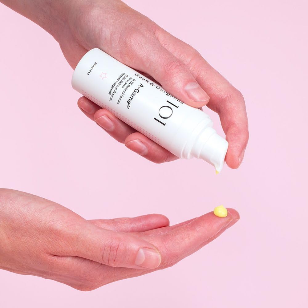 Geek & Gorgeous A-Game 20 serum closeup showing silky texture for quick absorption