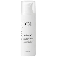Geek & Gorgeous A-Game retinal serum bottle with silky texture for smoother skin.