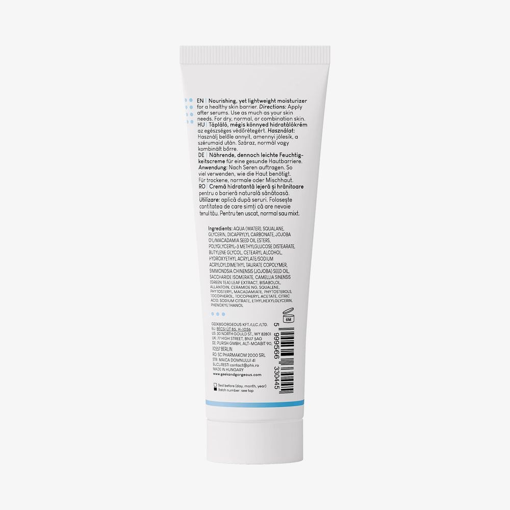 Geek & Gorgeous Happier Barrier cream close-up highlighting a smooth, fast-absorbing texture