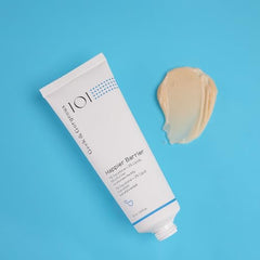 Geek & Gorgeous Happier Barrier texture-application demonstrating non-greasy finish under makeup