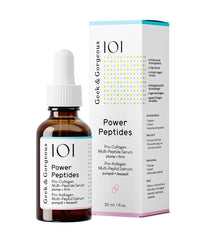 Geek and Gorgeous Power Peptides Serum dispensed into the palm, revealing a milky, fast-absorbing texture.