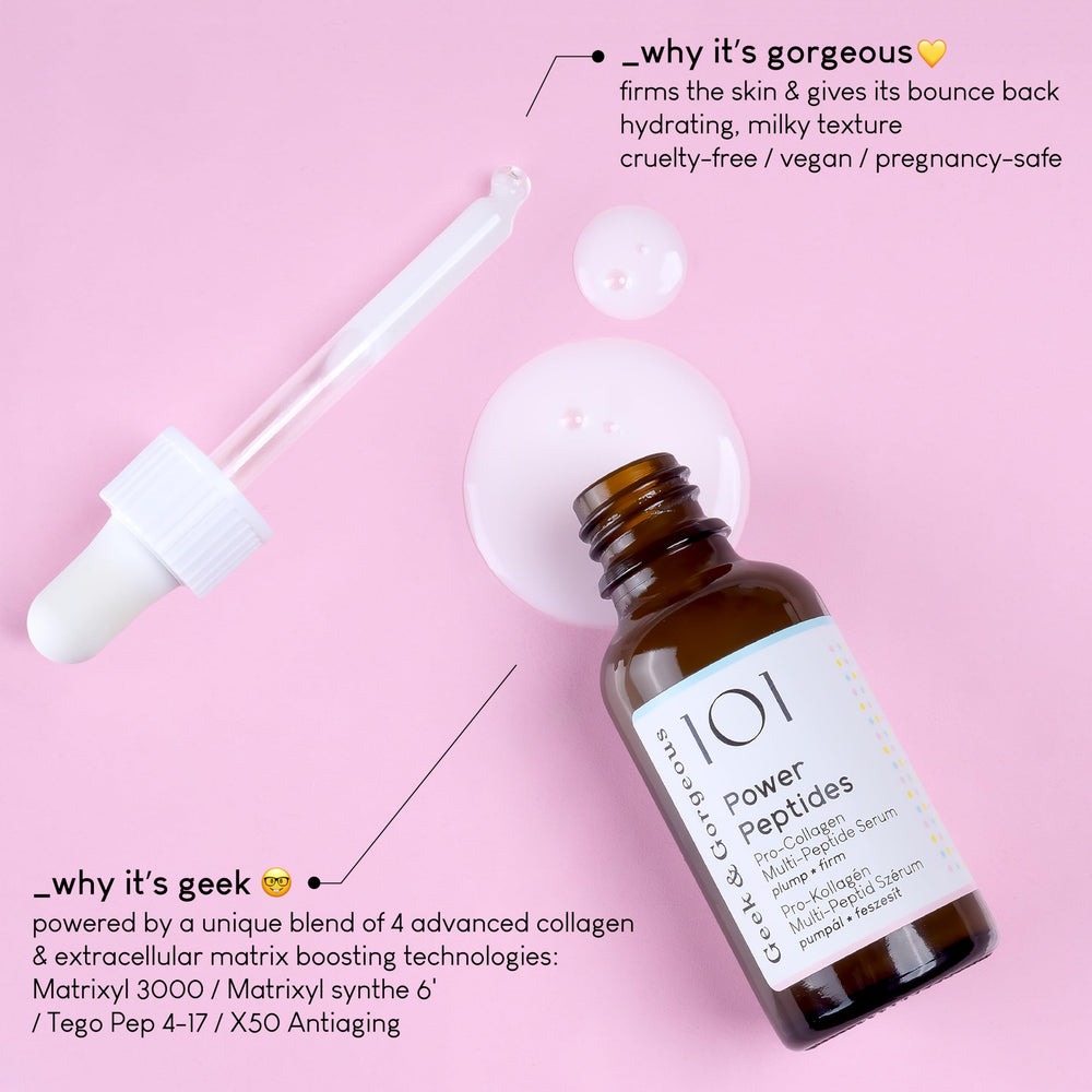 Morning skincare step pairs the Power Peptides Serum with moisturizer for balanced skin.