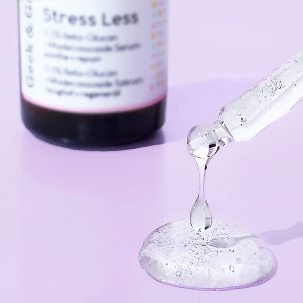 Geek & Gorgeous Stress Less application on hand shows quick hydration without greasiness