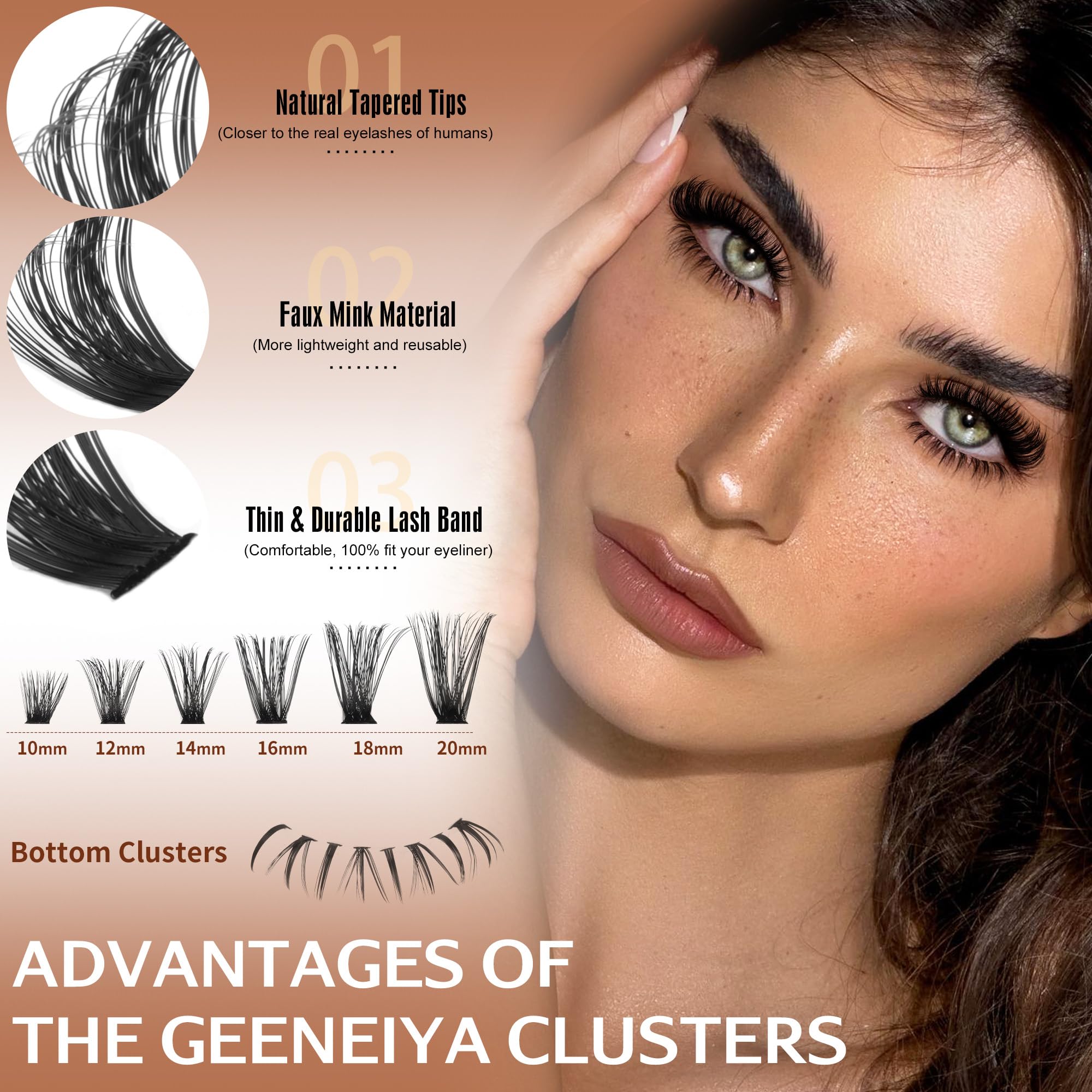Geeneiya 10mm-20mm mixed-length lashes for customizable styles