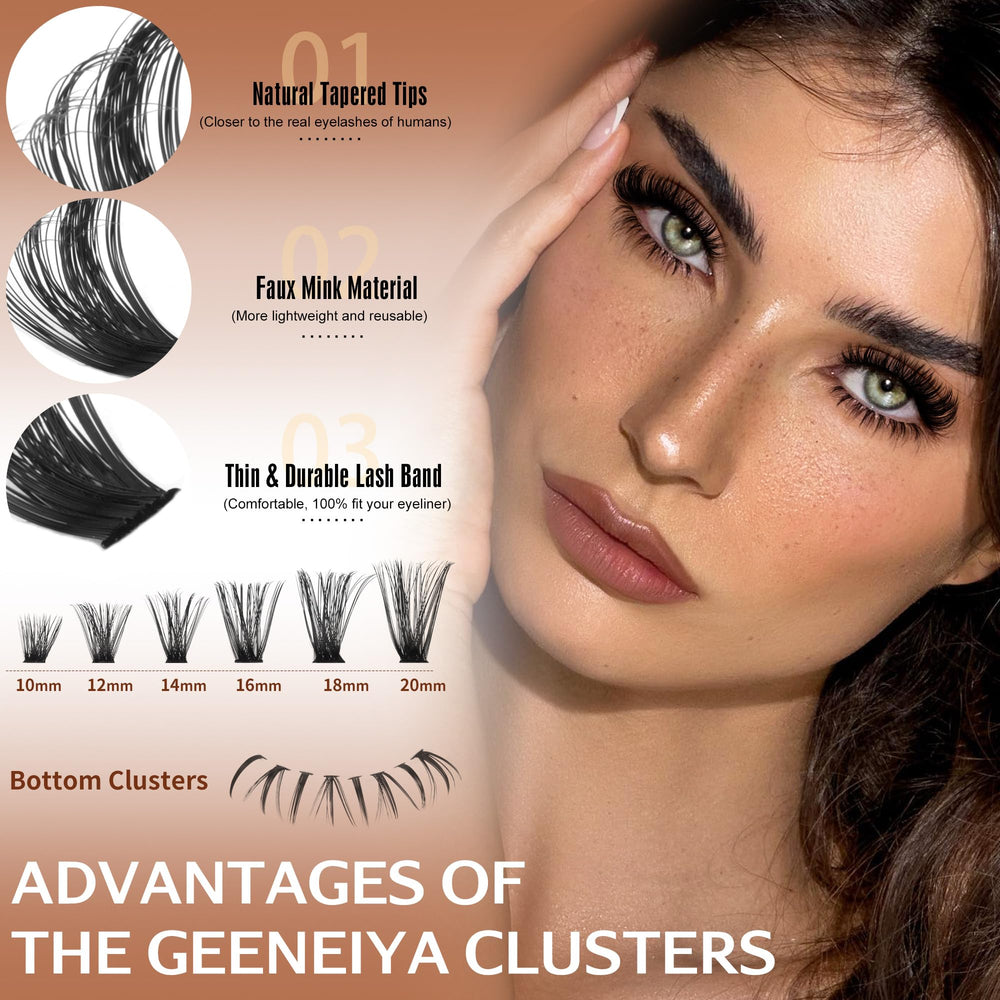 Geeneiya 10mm-20mm mixed-length lashes for customizable styles