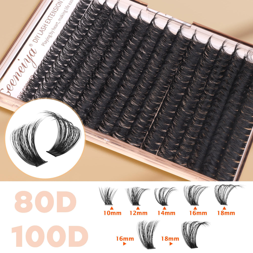 Geeneiya 16-18mm cluster lashes for full, dense volume