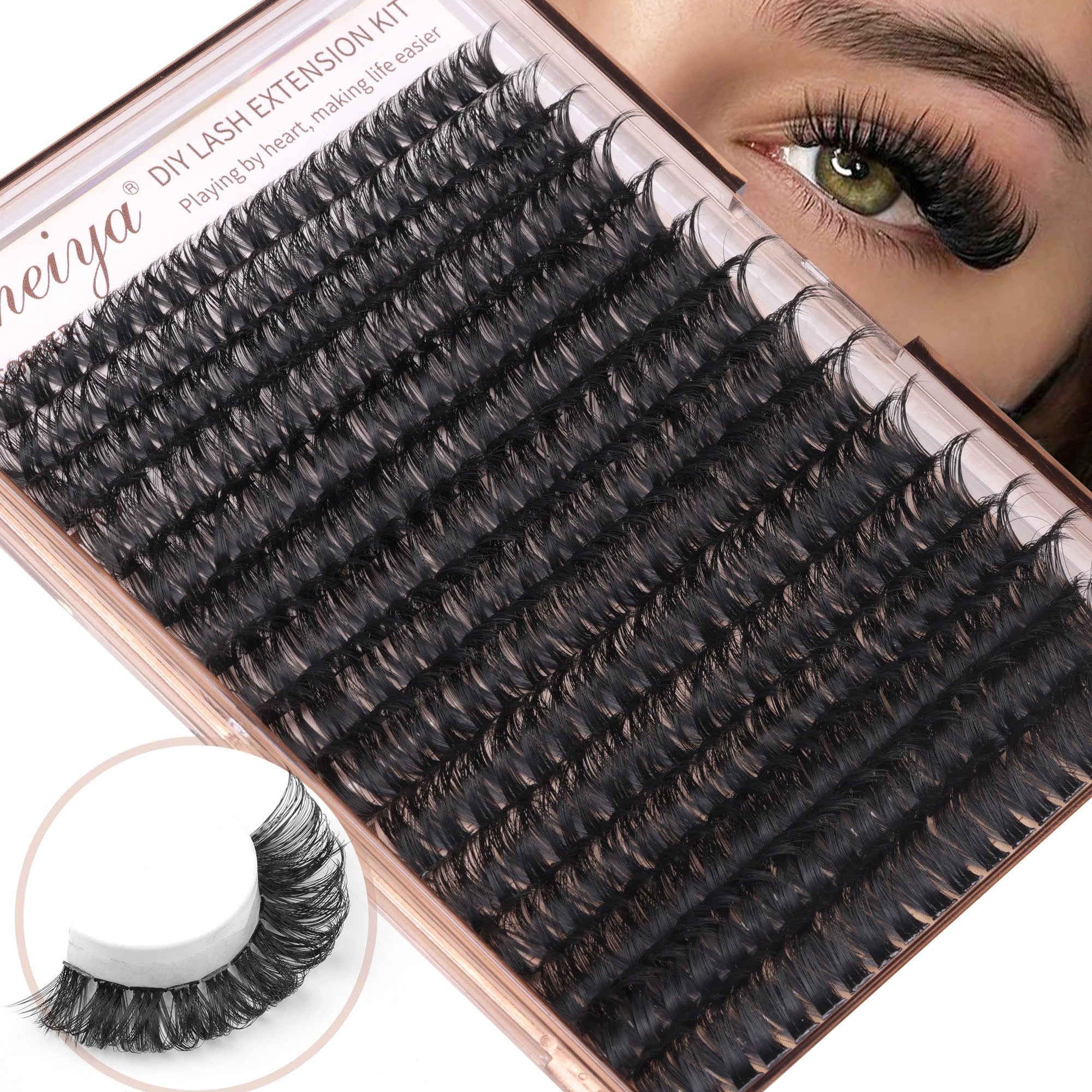 Geeneiya 80P+100P wider cluster lashes for dense appearance with fewer lashes