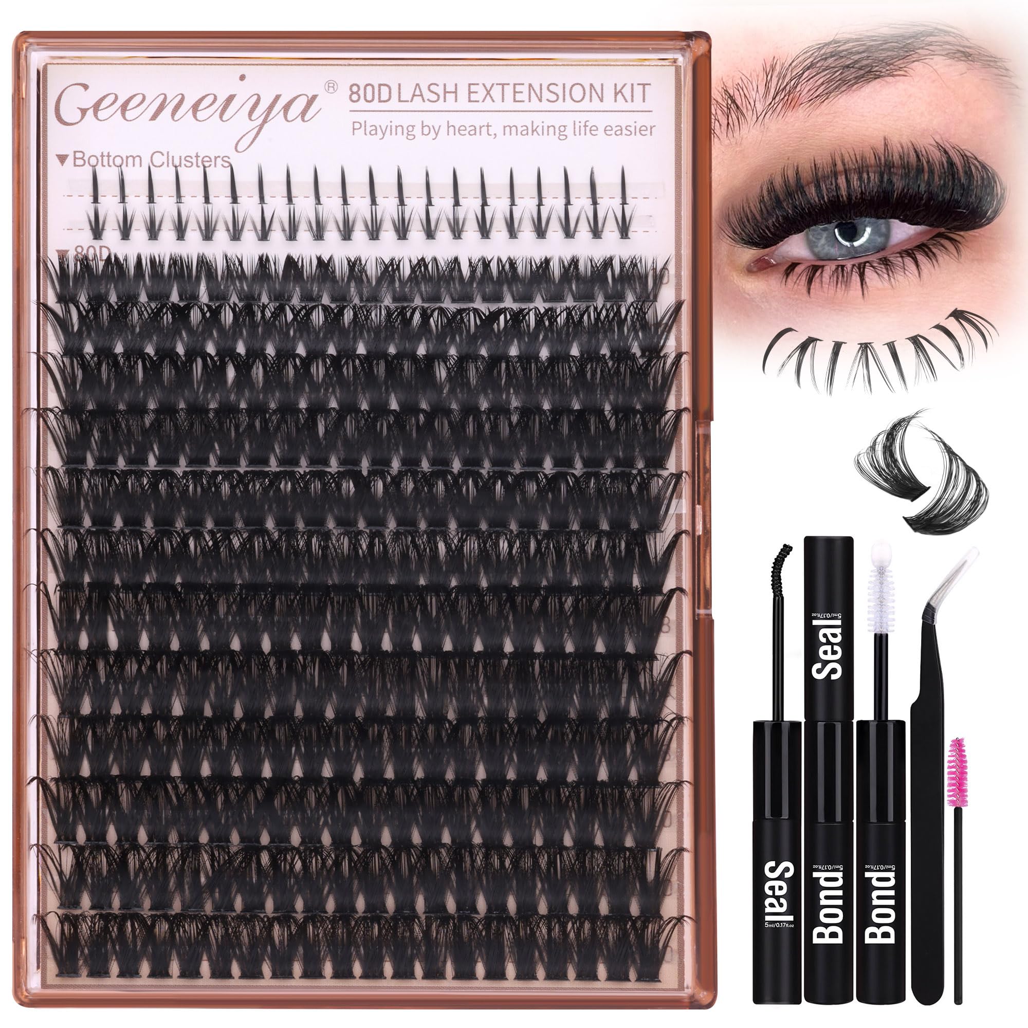 Geeneiya bottom lash clusters kit for easy at-home styling and blending