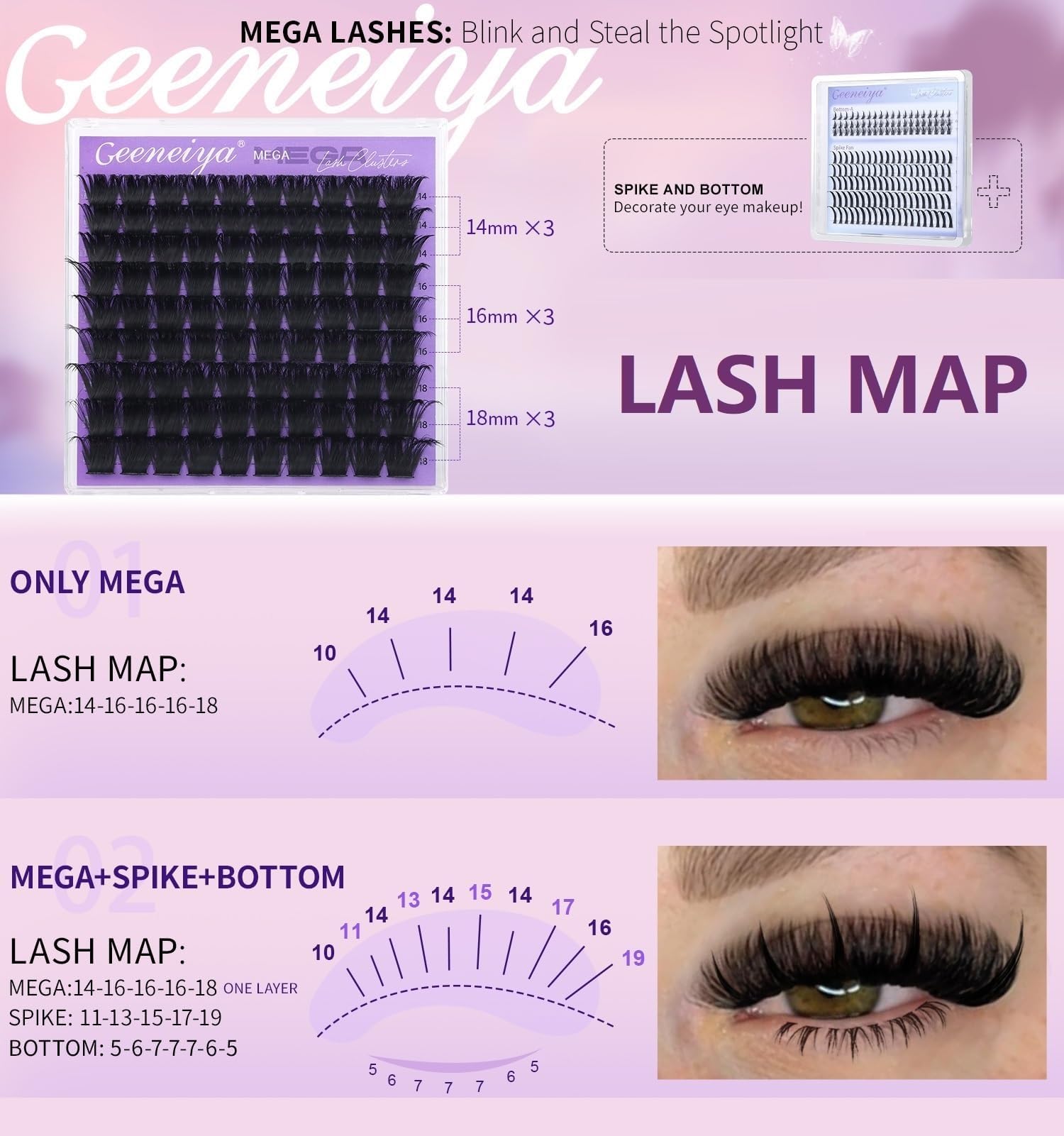 Geeneiya Bottom Lashes clusters define lower lash line subtly.