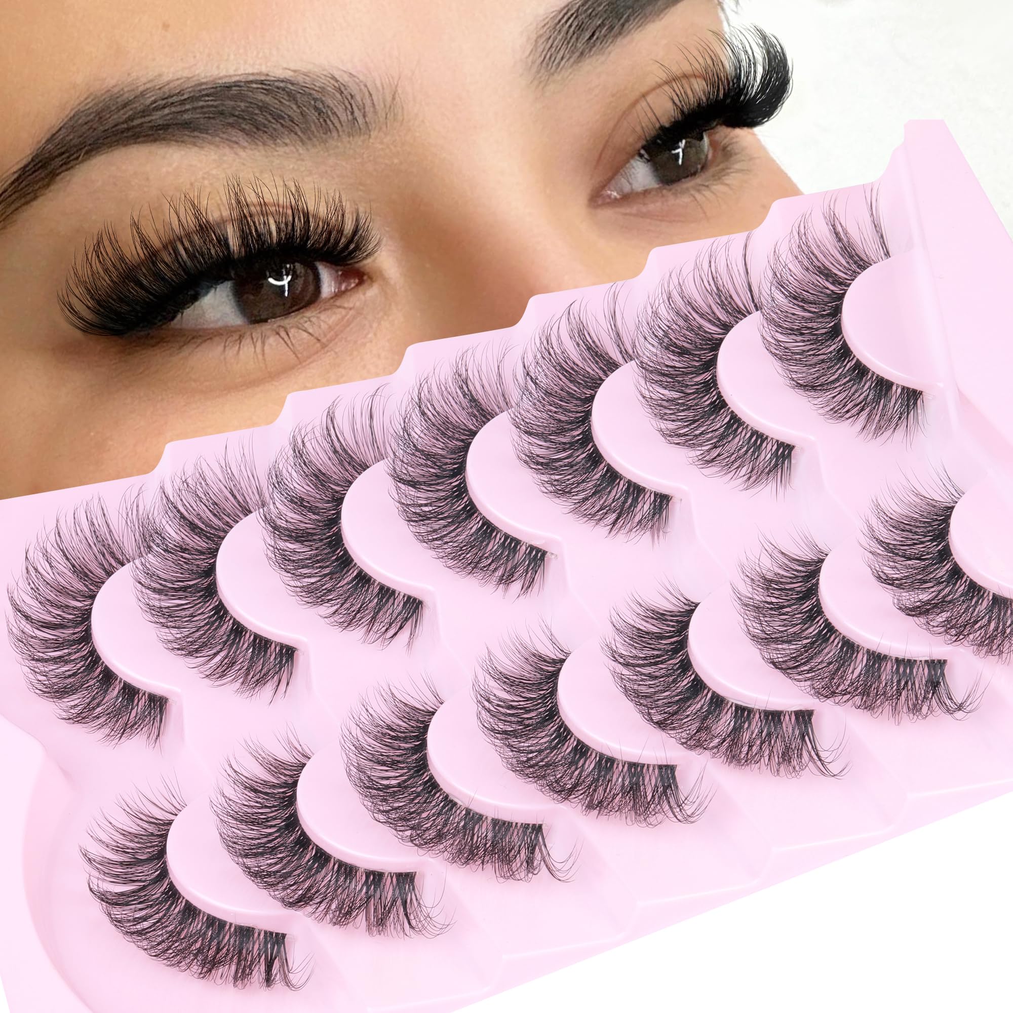 Geeneiya clear band cat eye lashes for natural 15mm definition all day