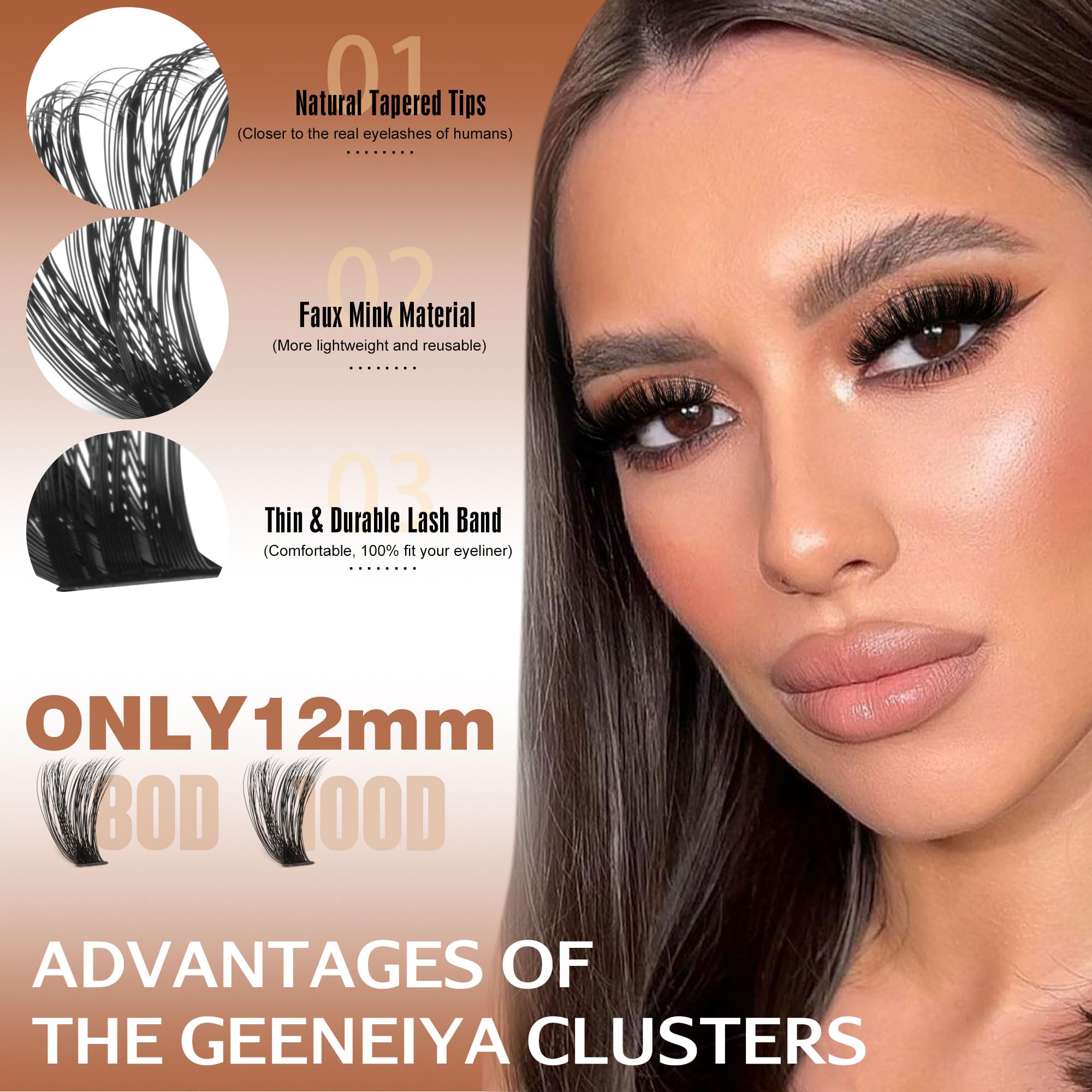 Geeneiya DCurl lash clusters provide precise application.