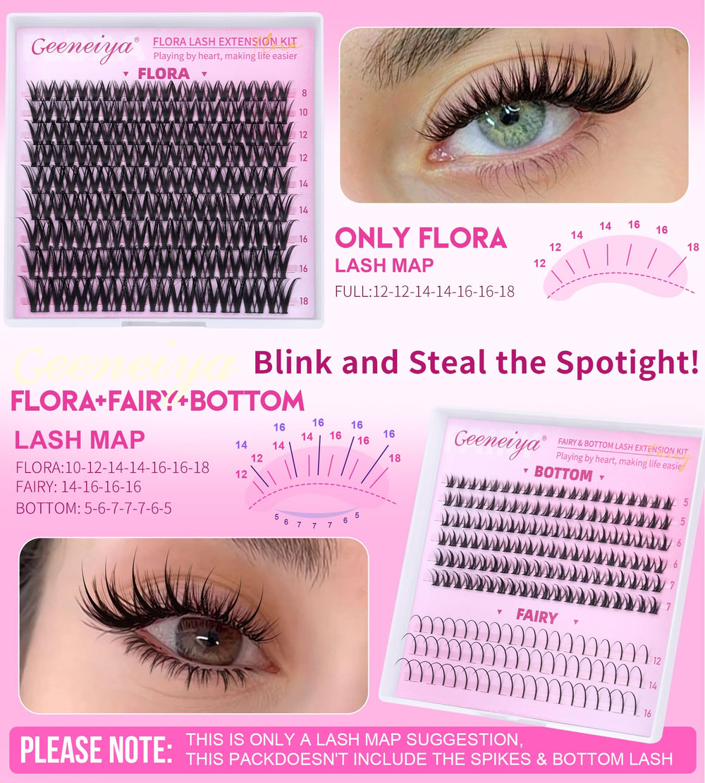 Bottom lash clusters blending seamlessly with upper lashes for a cohesive look.