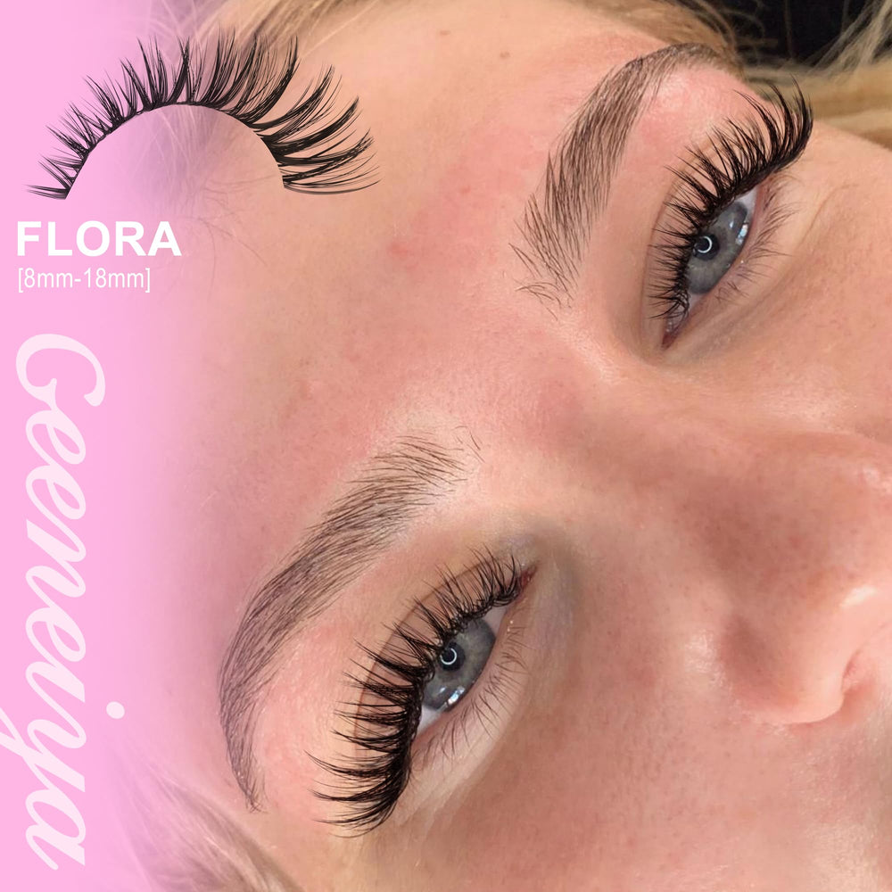 Geeneiya Flora lash clusters packaging with soft cotton band for comfort.