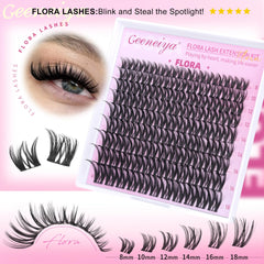 Geeneiya Flora lash clusters for soft, everyday drama and blending.