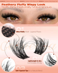 Geeneiya Fluffy Lash Clusters 16mm dramatic cat-eye look with lightweight comfort.
