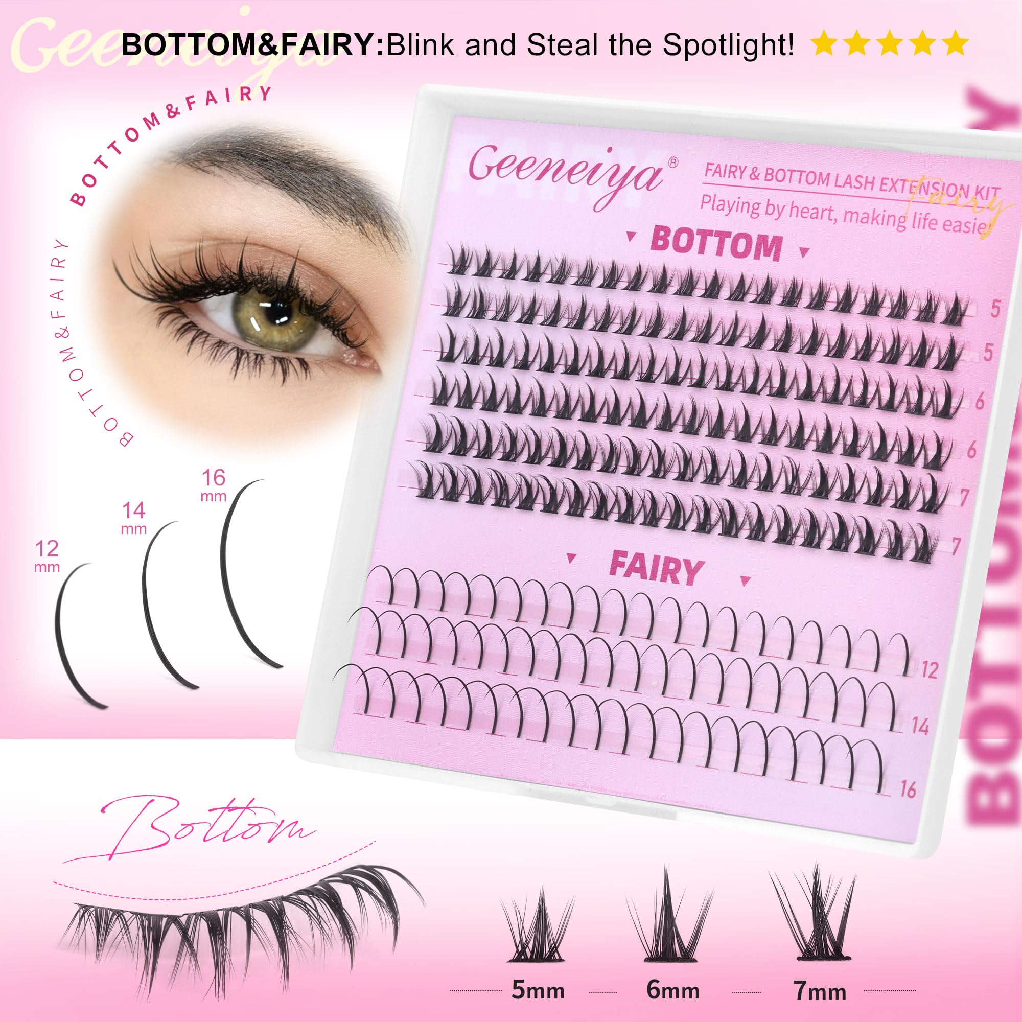 Geeneiya Mermaid lash clusters for tapered, fluttery lashes with natural lift.