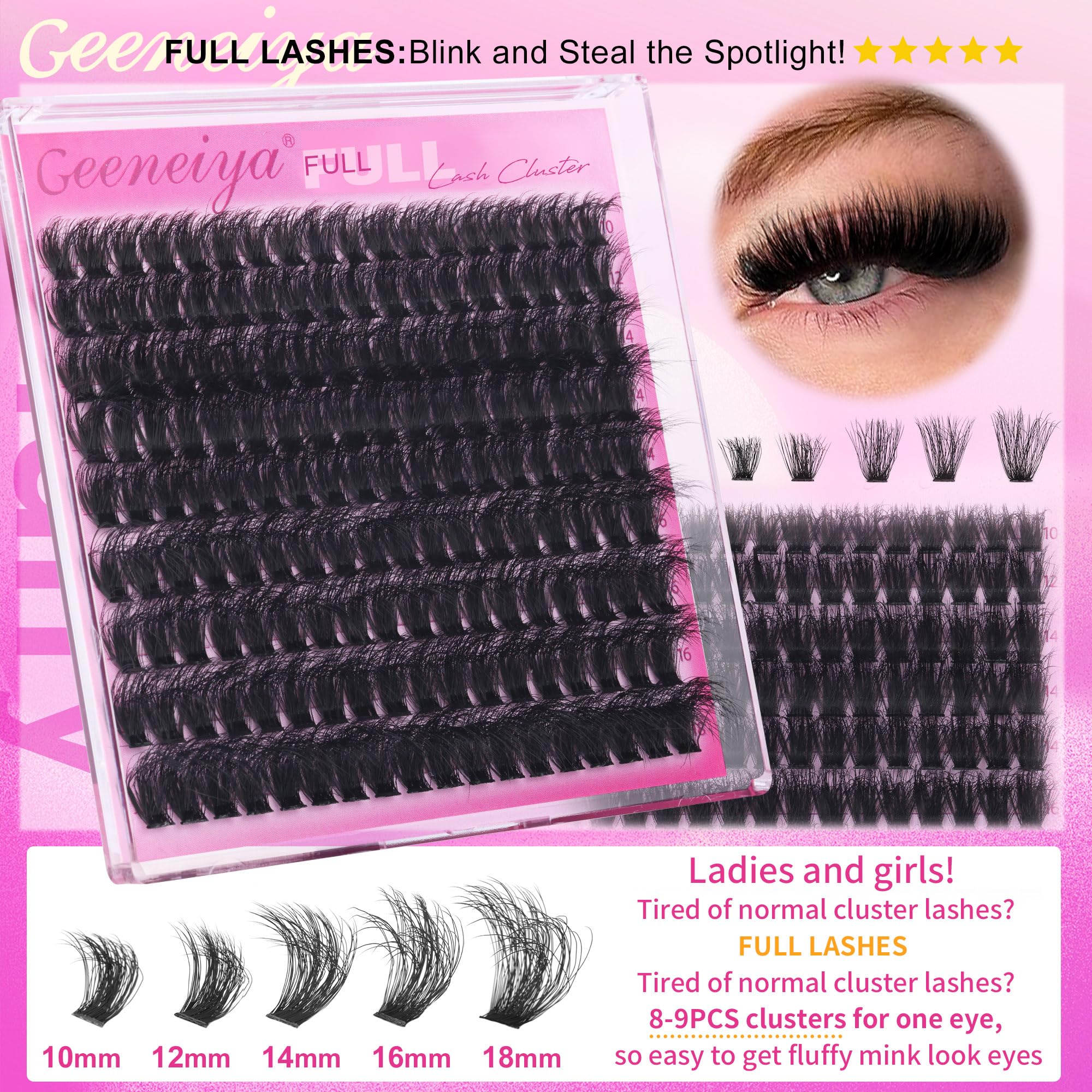 Geeneiya Spike Lashes clusters deliver bold, creative eye maps.