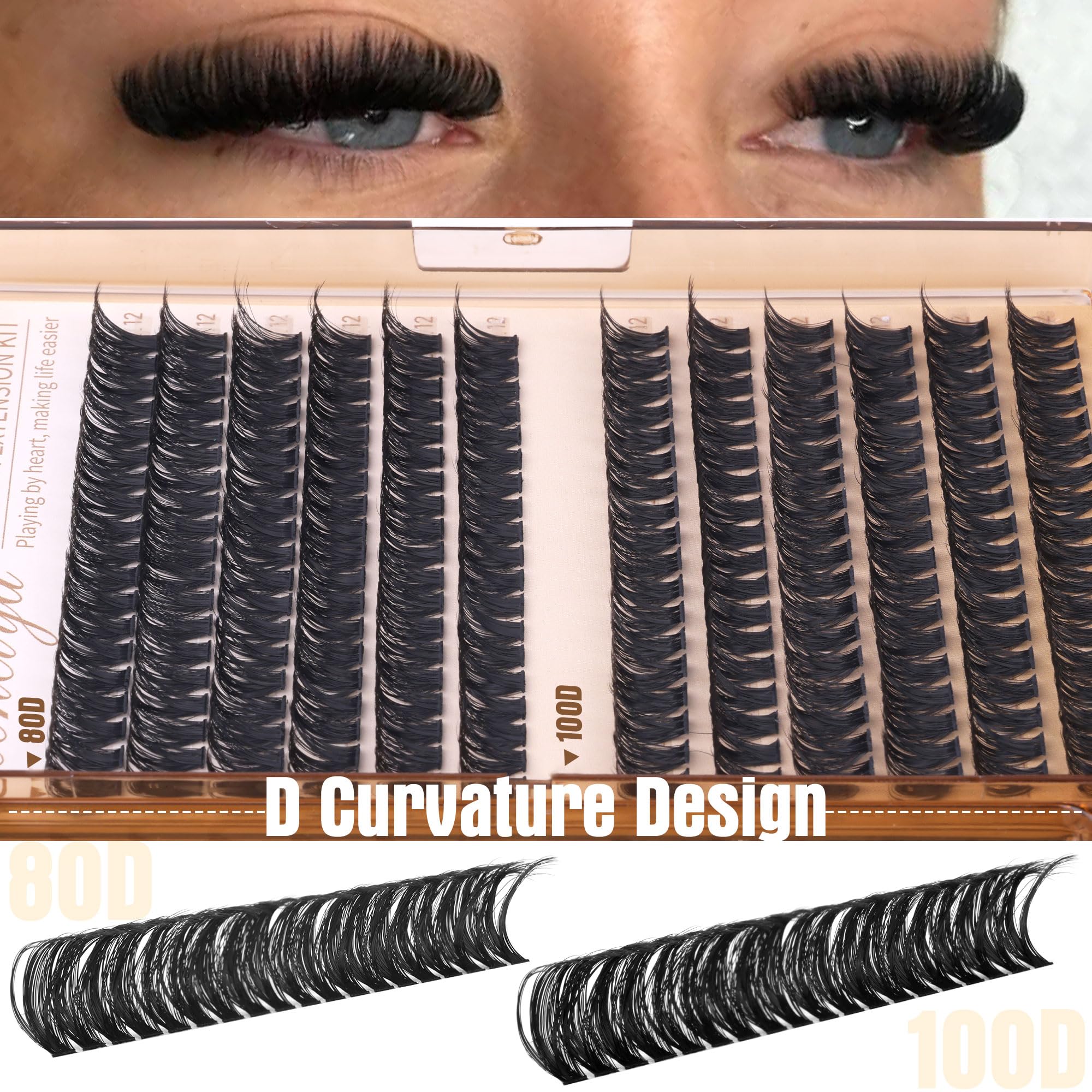 Geeneiya tapered-design lash clusters blend for a soft finish.