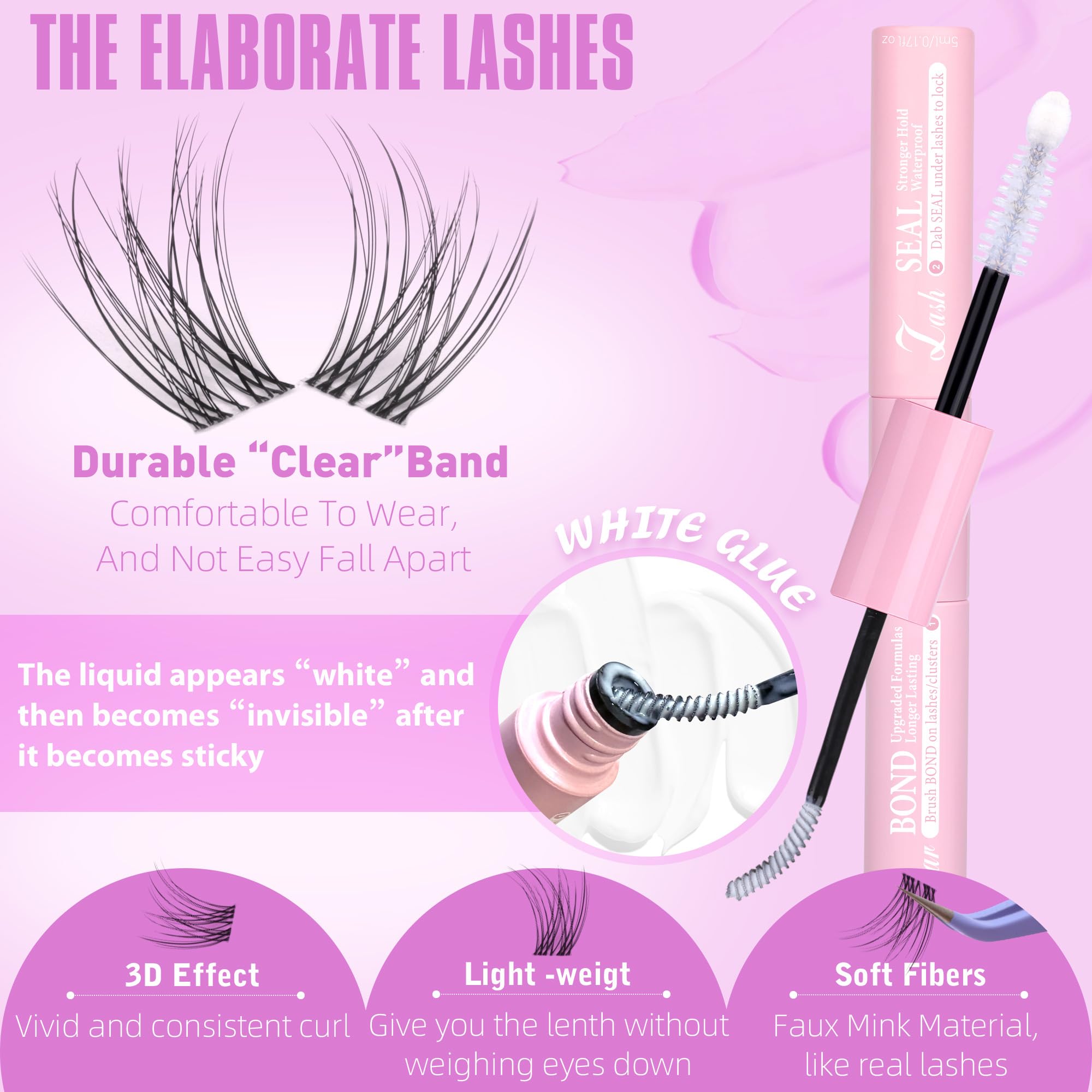 Geeneiya white bond and seal lash glue providing strong hold for clusters