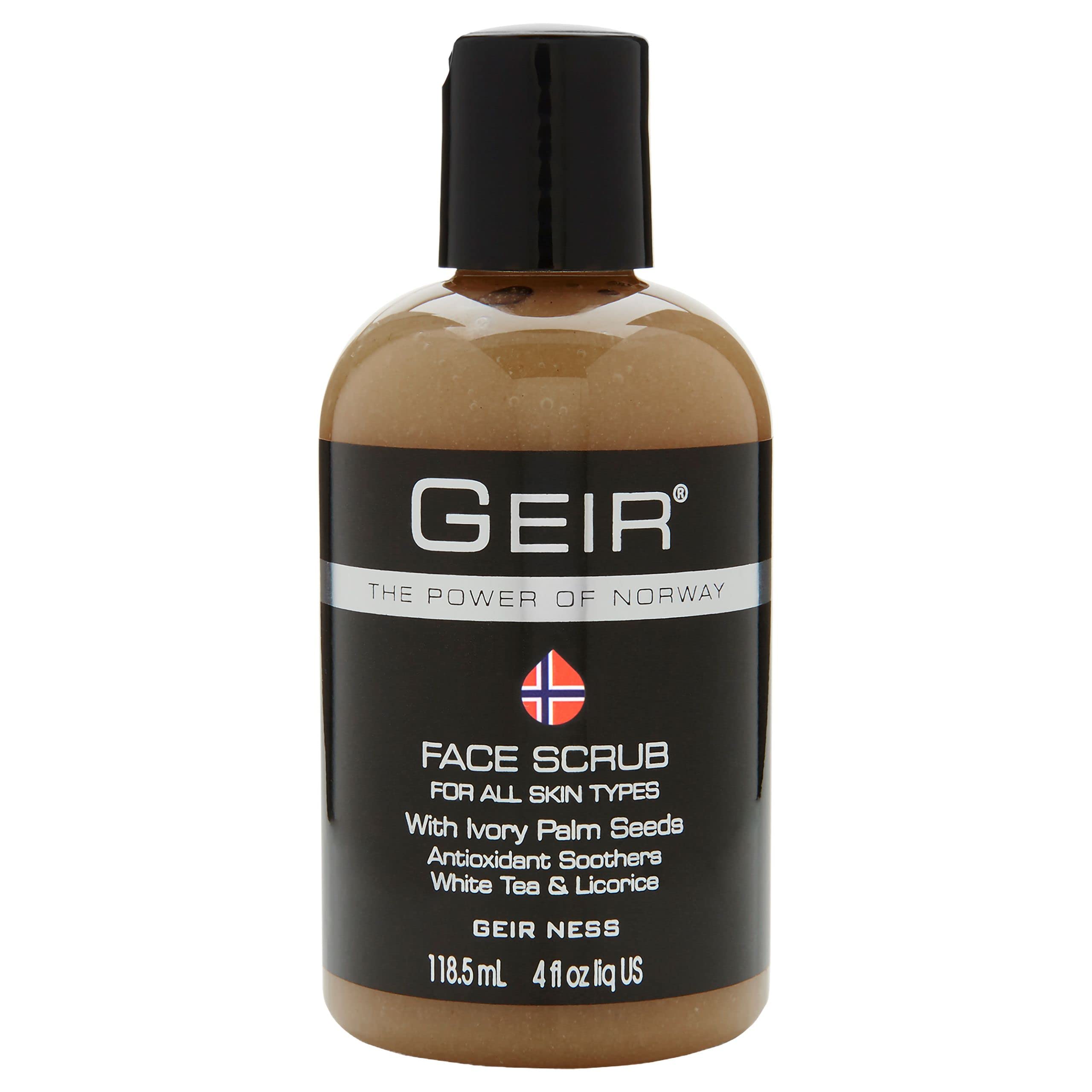 Geir Ness Face Scrub showcasing clear-skin focus for daily exfoliation