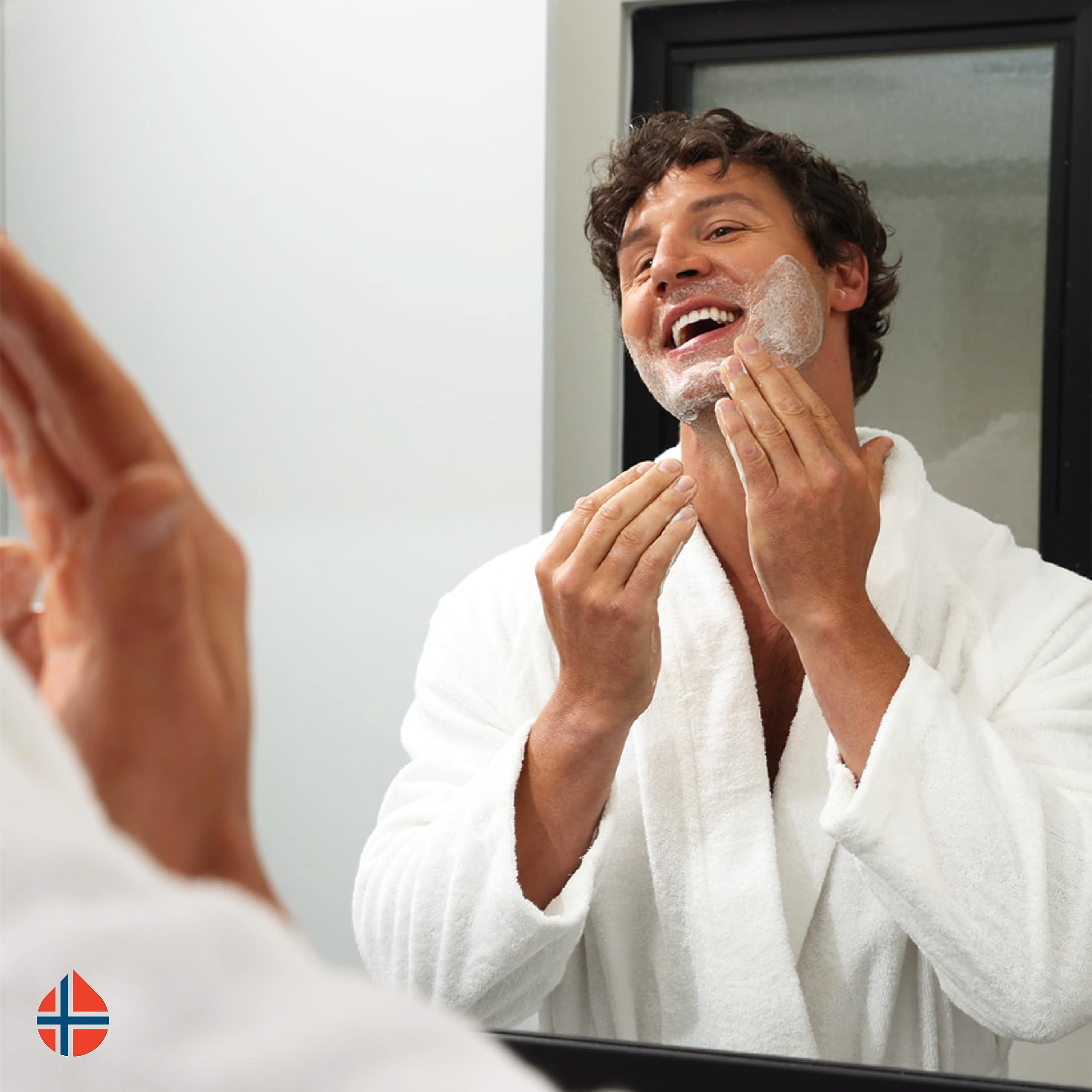 Geir Ness Face Scrub foamy lather shown for a gentle cleanse suitable for all skin types