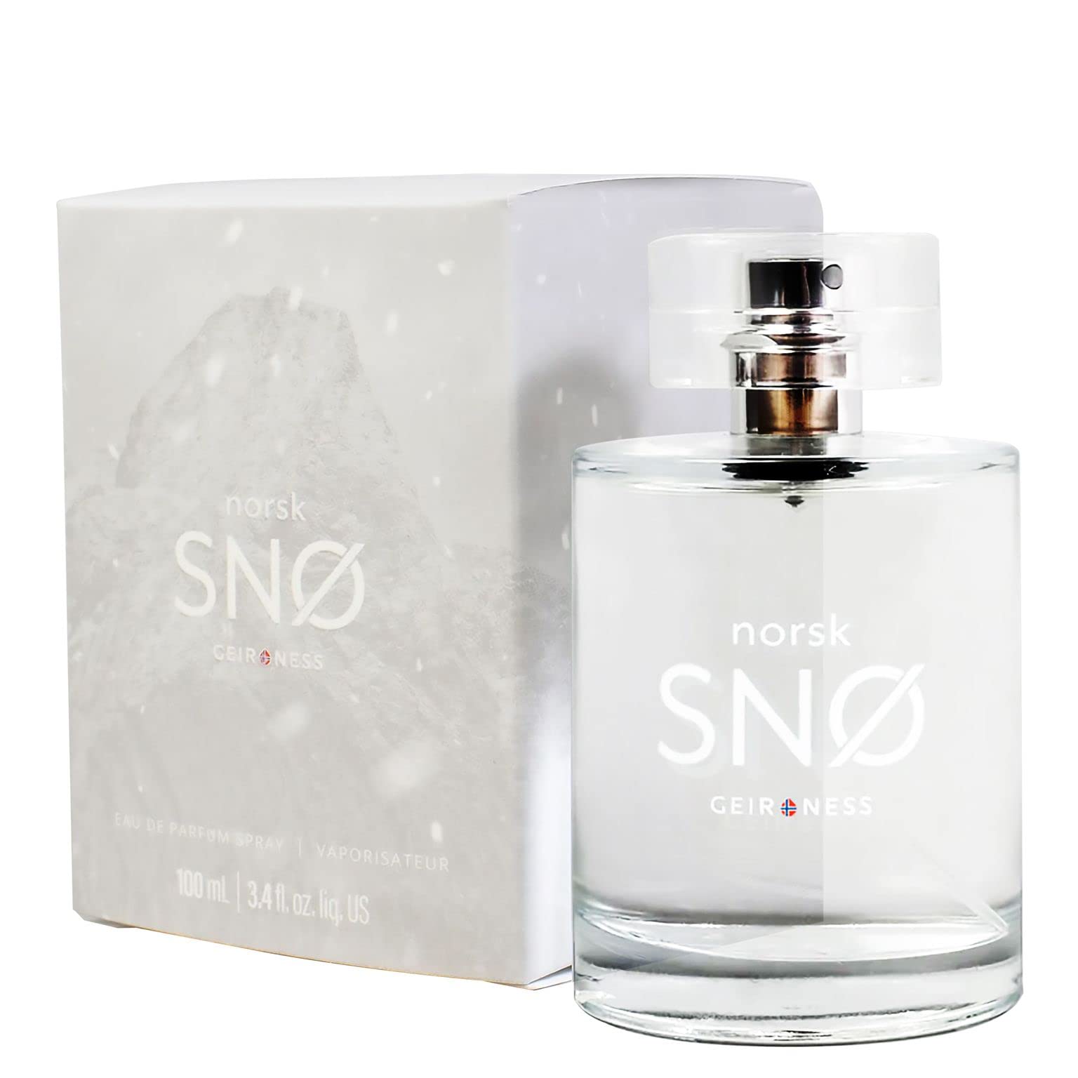 Geir Ness Norsk Snø unisex perfume setup on a clean display