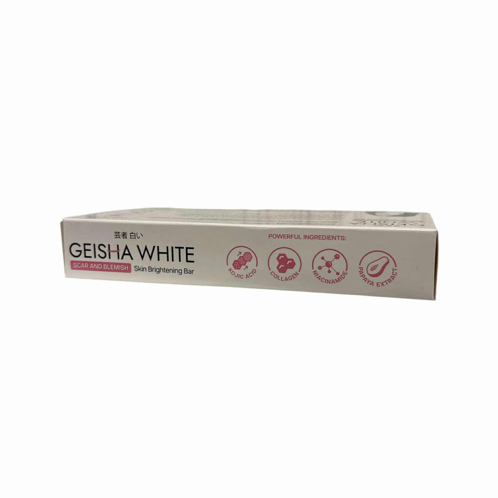 Geisha White Classic Bar after-use glow suggests improved skin clarity with regular use.