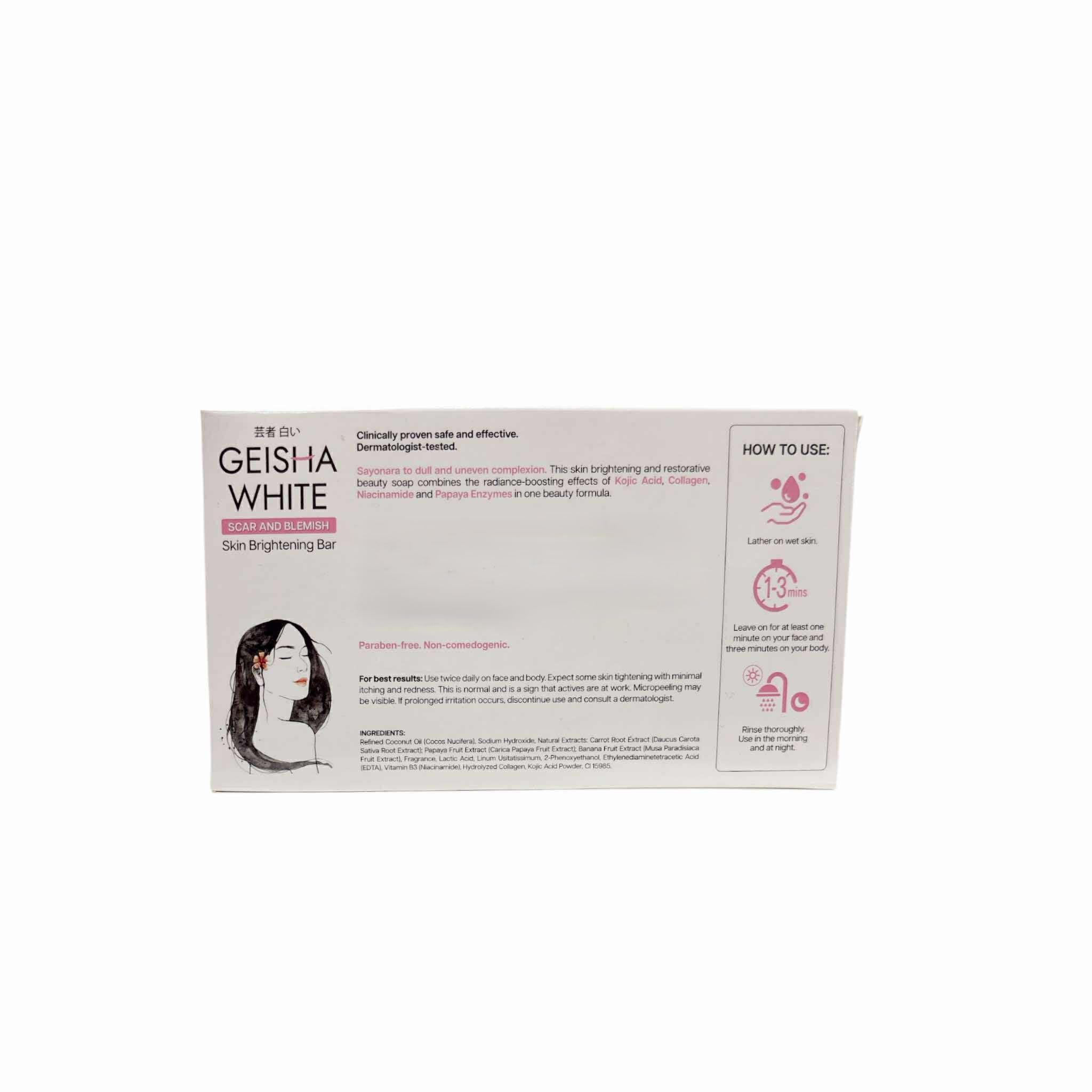 Geisha White Classic Bar closeup highlights smooth texture for gentle exfoliation.