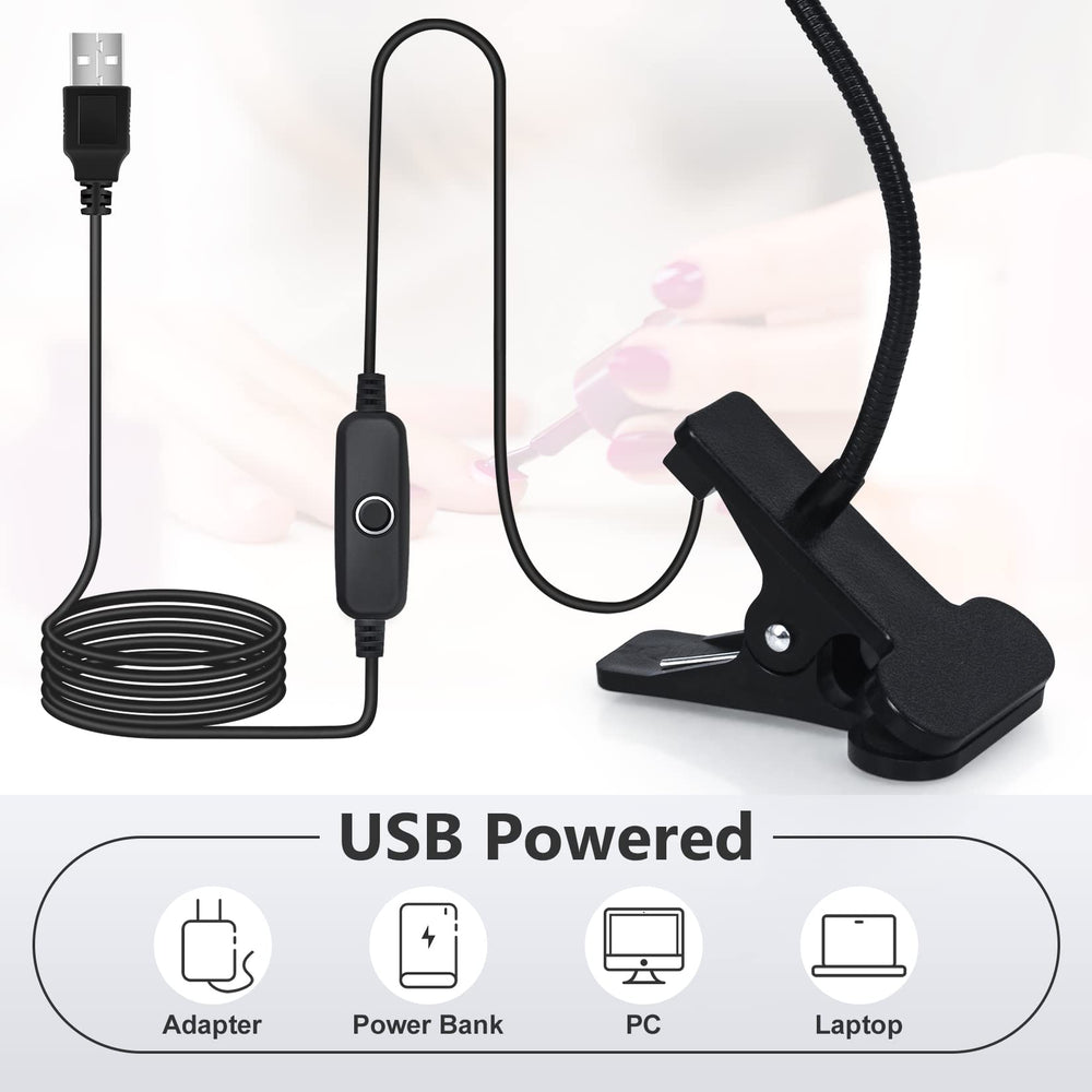Geisofu USB-powered nail lamp, compatible with laptops and chargers.