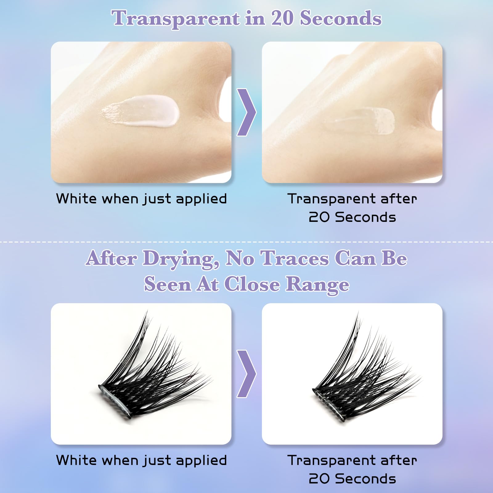 Gekinye quick-drying formula allows easy repositioning.