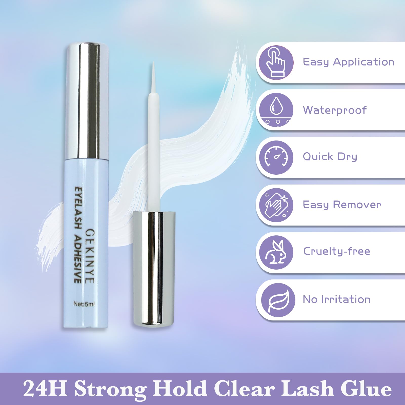Gekinye latex-free formula designed for sensitive eyes.