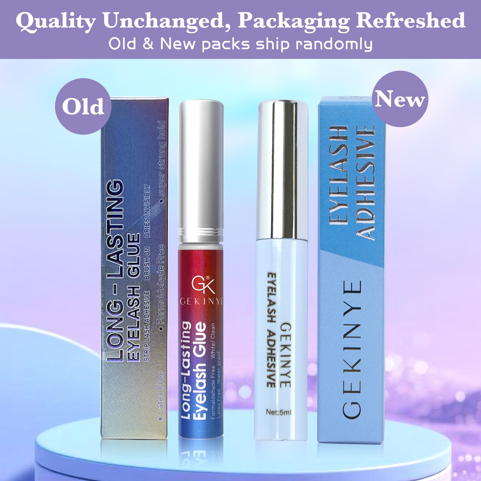 Gekinye semi-flexible glue keeps lashes secure and comfortable.
