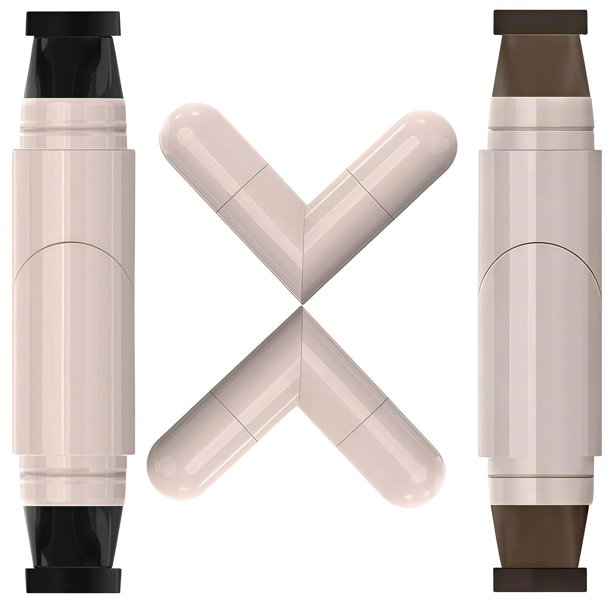 2 Pcs Gel Eyeliner Pencil Set with foldable stamp for precise wing tips.