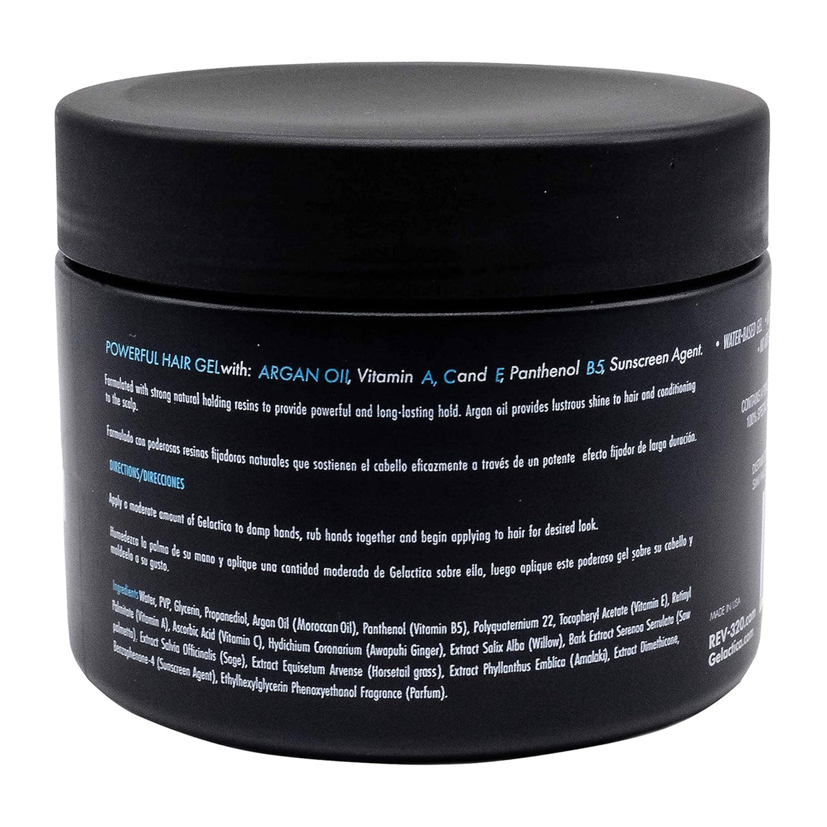 Gelactica Rev320 bottle closeup for premium daily grooming.
