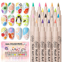 GELLAKTIK 18-color nail art pens set shown with vibrant palette for DIY nails