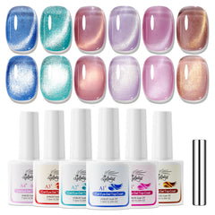 GELLAKTIK Cat Eye Kit with six color bottles for magnetic nail art