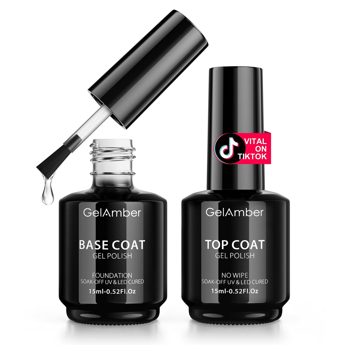 GELAMBER base coat bottle for strong adhesion and smooth nail prep