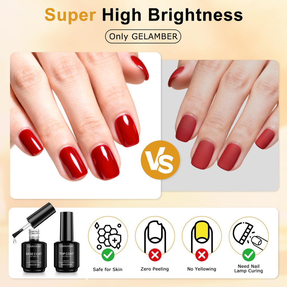 GELAMBER nails with gloss finish demonstrate high-shine result