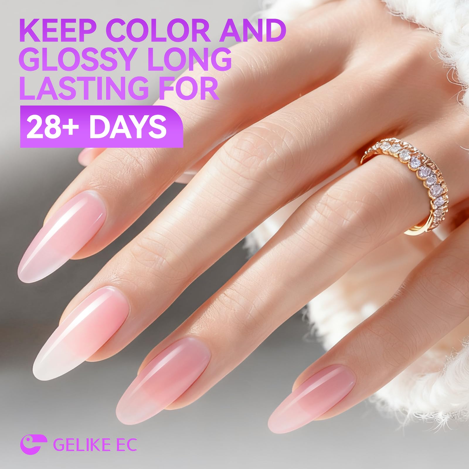 gelike ec large 16ml bottle at the salon workstation highlights long-lasting wear and easy soak-off