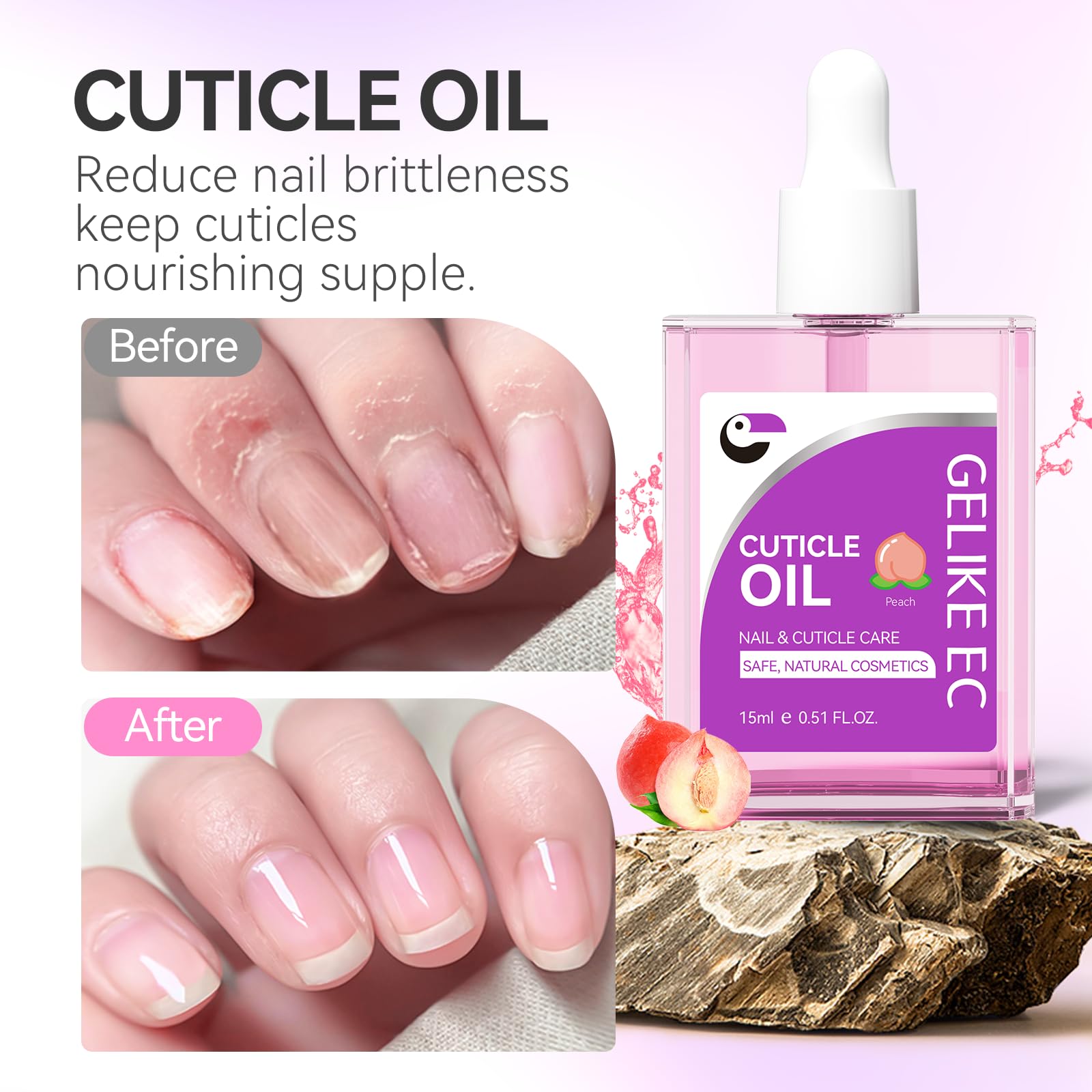 Gelike EC applicator-tip delivers nourishing oil for nail care.