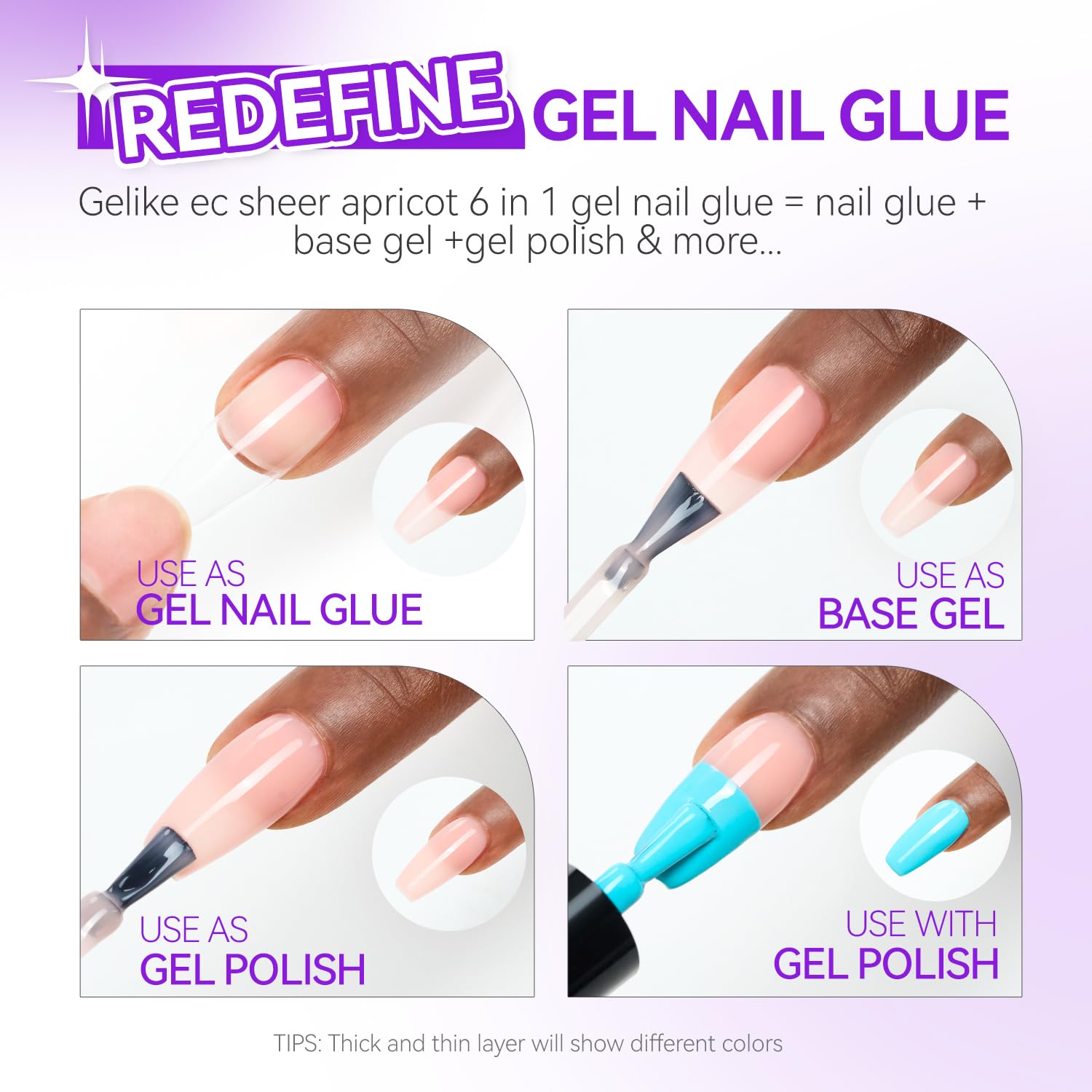Gelike EC base coat prep for smooth natural or artificial nails.