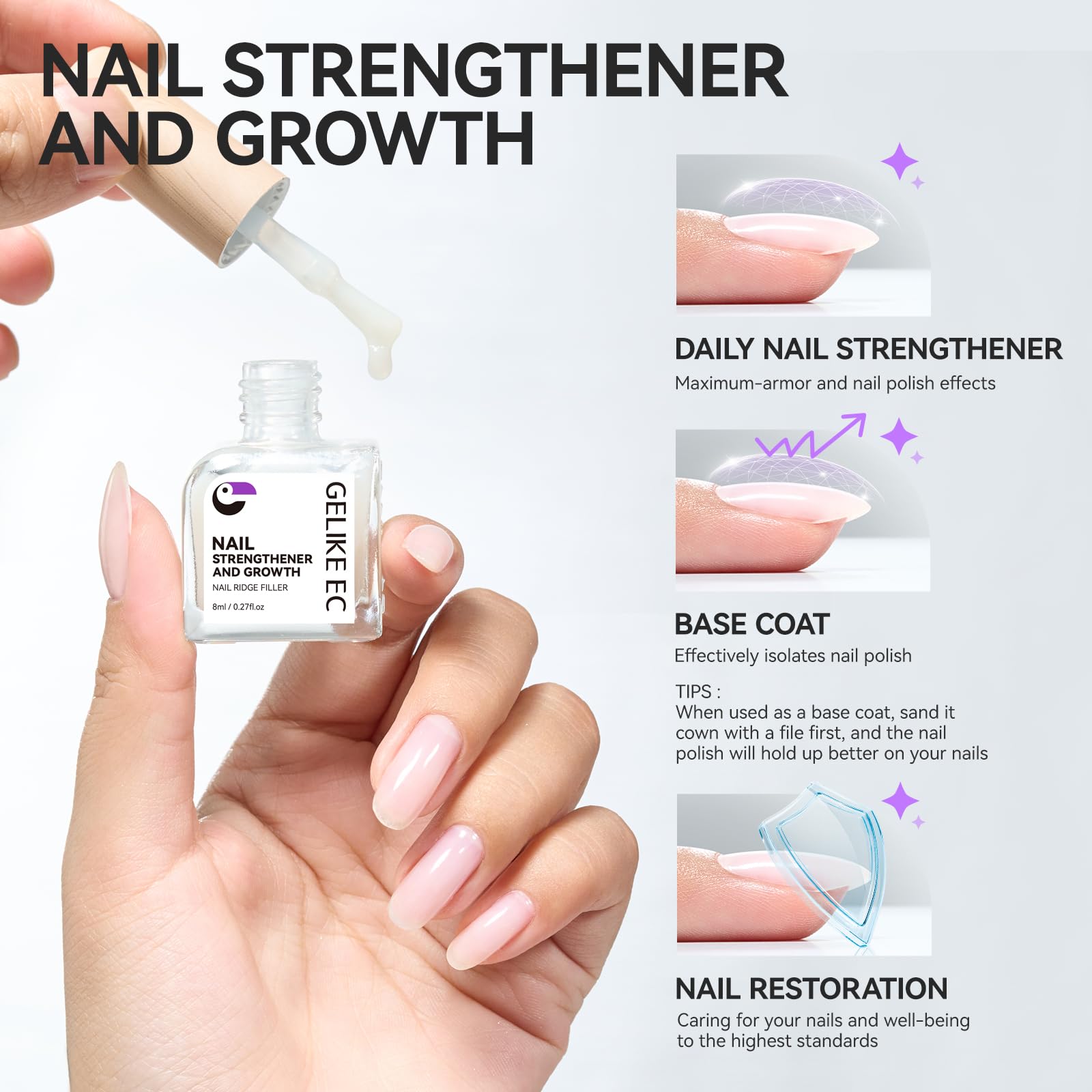 Gelike ec base coat and top coat in one bottle ideal for efficient polish