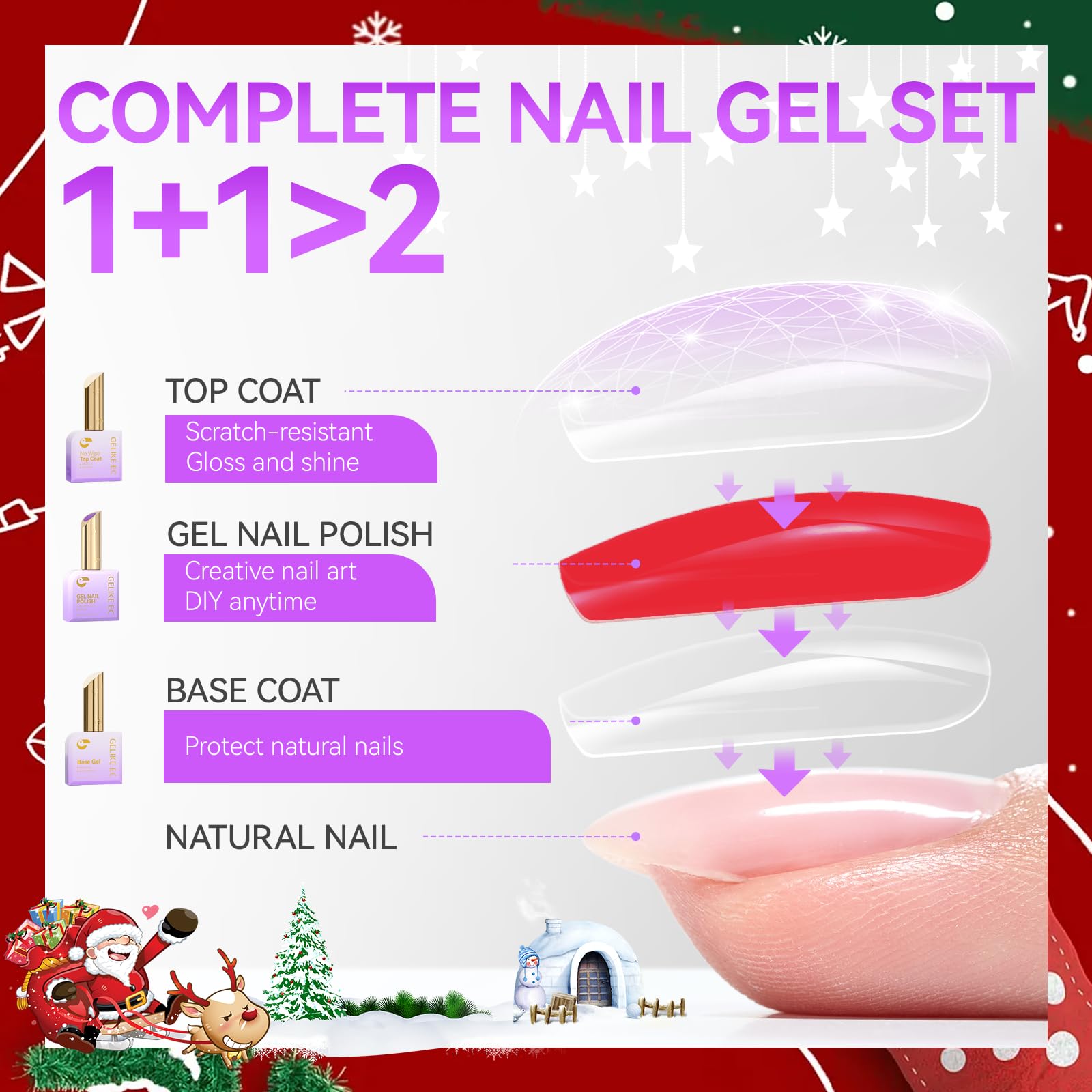 Gelike EC glitter pigments add sparkle and texture to holiday nails